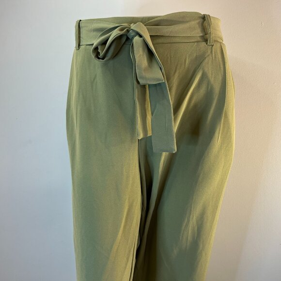 Tahari Women's Sage Green Front Tie Pleated Pants - Size 1X - NWT - Picture 4 of 6